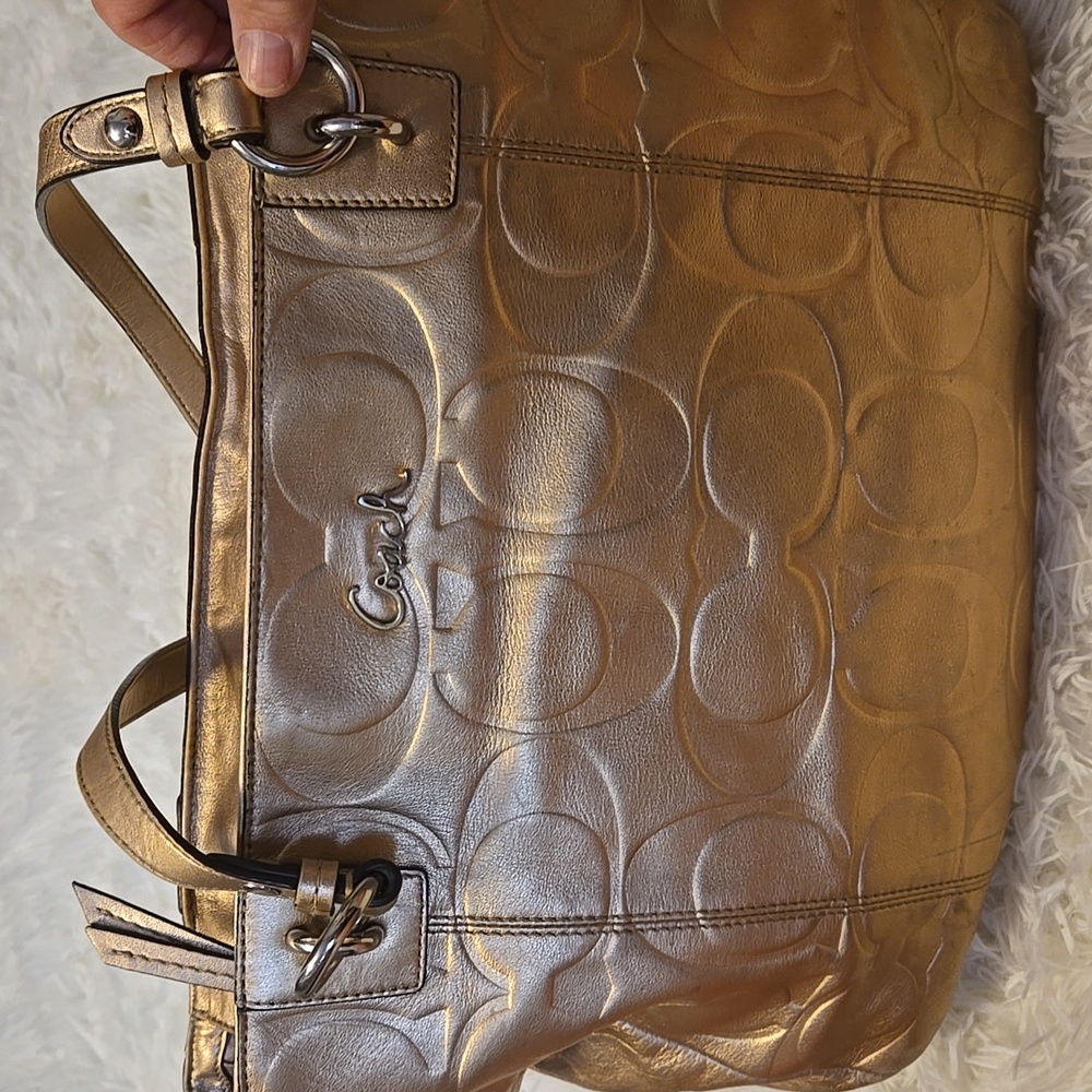 Coach Gold Metallic EmbossedTote East West - Picture 2 of 12